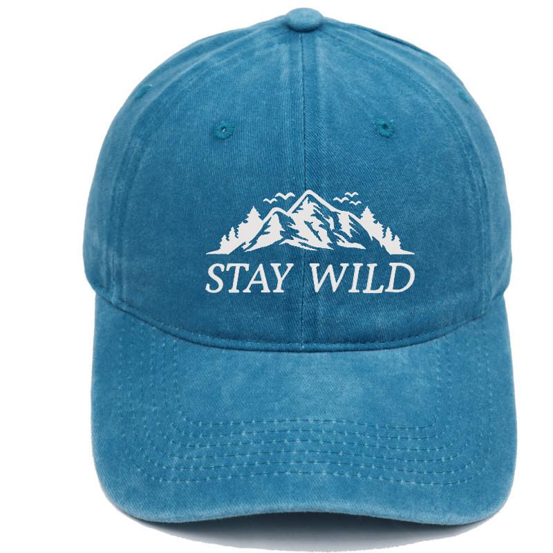 Stay Wild Mountain Embroidered Baseball Cap With Soft Top For Outdoor Sunshade