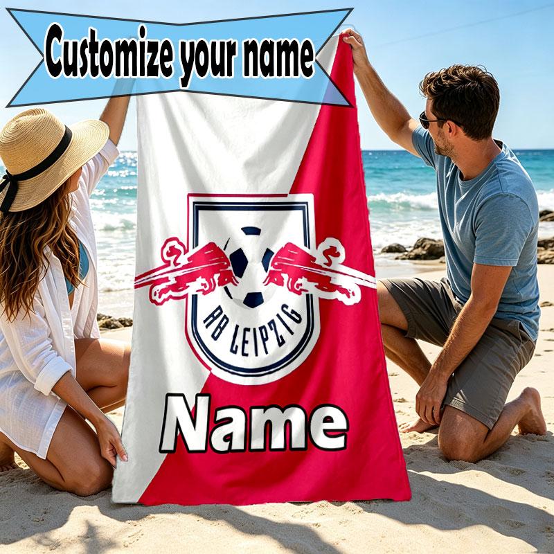 Custom Name Personalized RB Leipzig Print Beach Towel, for Trip Camping Beach Party Home Decor, Birthday Gift for Family & Friends