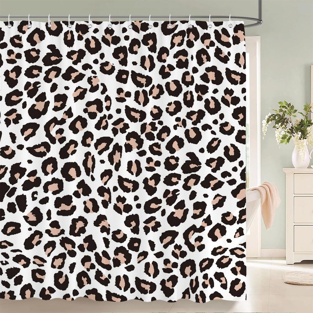 1 Pcs Modern Leopard Pattern Print Polyester Shower Curtain Bathroom Water-Blocking Partition Curtain Home Decorative Curtain