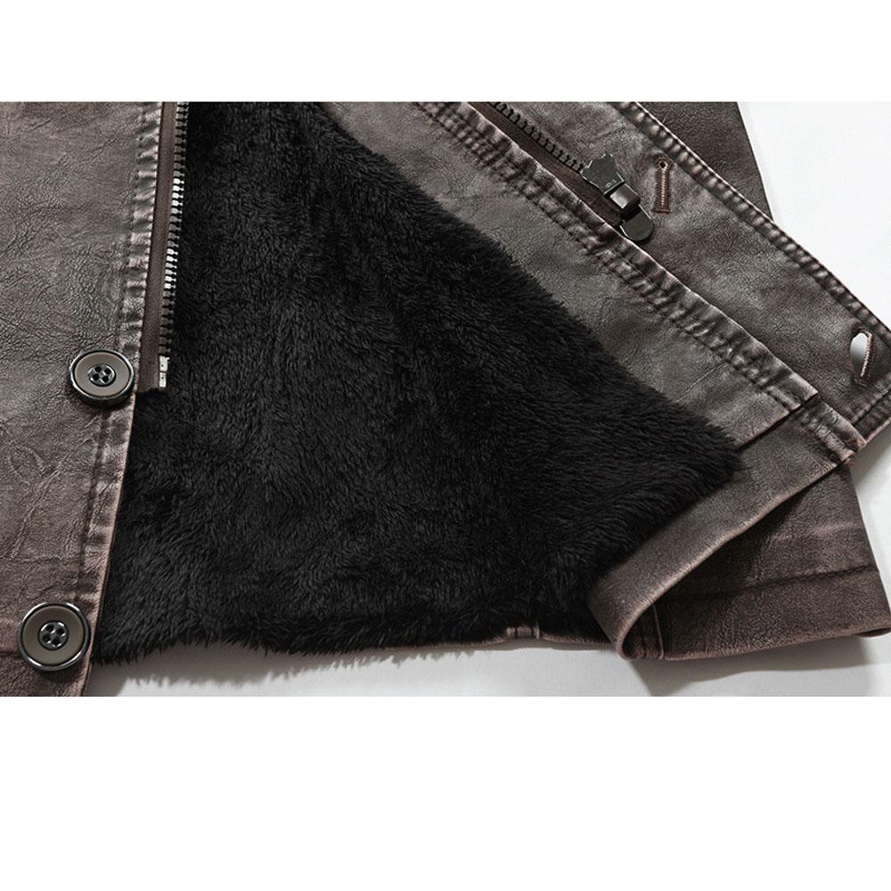 Herfst en winter Halflang casual en modieus PU-leren herenjack met opstaande kraag en riem Slim jeugdwindjack