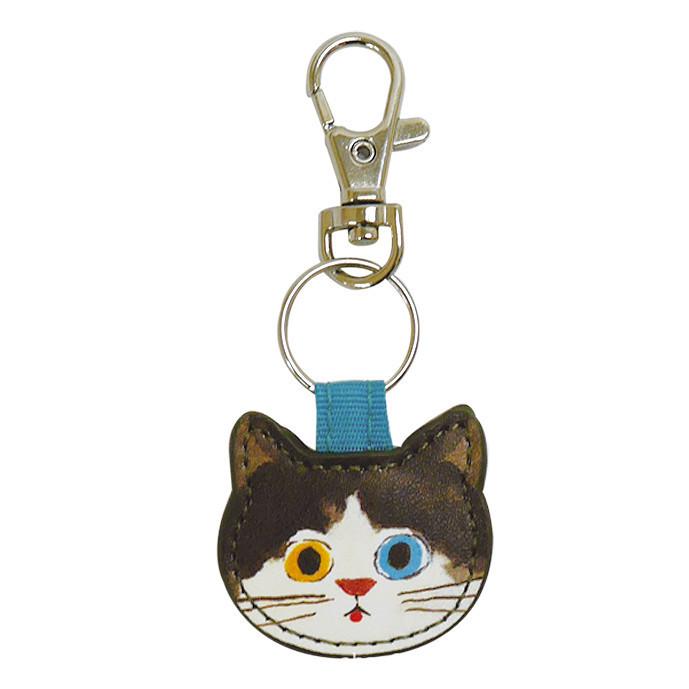 Japanese-Style Cute Kitten Keychain Charm - PU Leather Bag Accessory