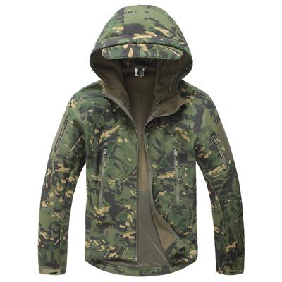 Men's Softshell Waterproof Camouflage Jacket Windproof Fleece Tactical Jacket Warm Army Military Uniform Coat Outdoor Hooded Camo Hunting Clothes