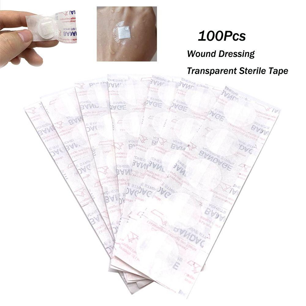 100Pcs Breathable Transparent Sterile Tape Mini Wound First Fixation Tape  Wound Dressing