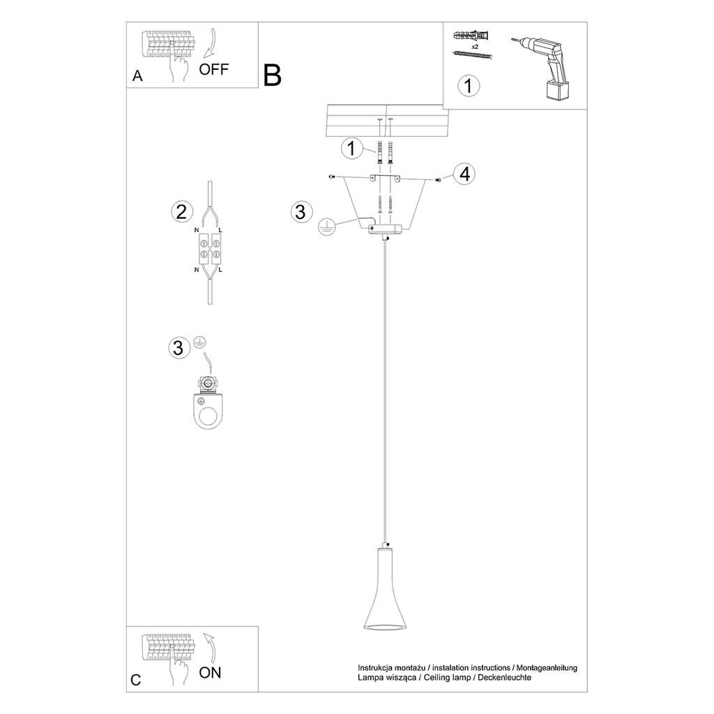 Lampa Wisząca Mirage 1 E14 Szary Beton Lumilo 12.171.23