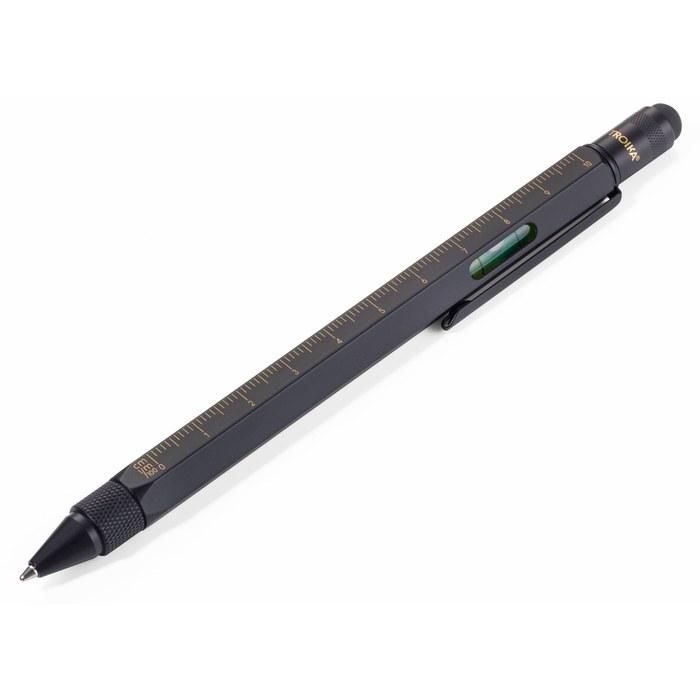 TROIKA Centi Multi-Function Pen with Ruler, Level, and Black/Gold Finish, 1 Count