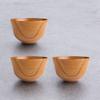 J-kitchens Miso Soup Bowls, Modern Wooden Design with Habanori Pattern and Lacquer, Set of 3, 11.5cm x 6.6cm, Current Model