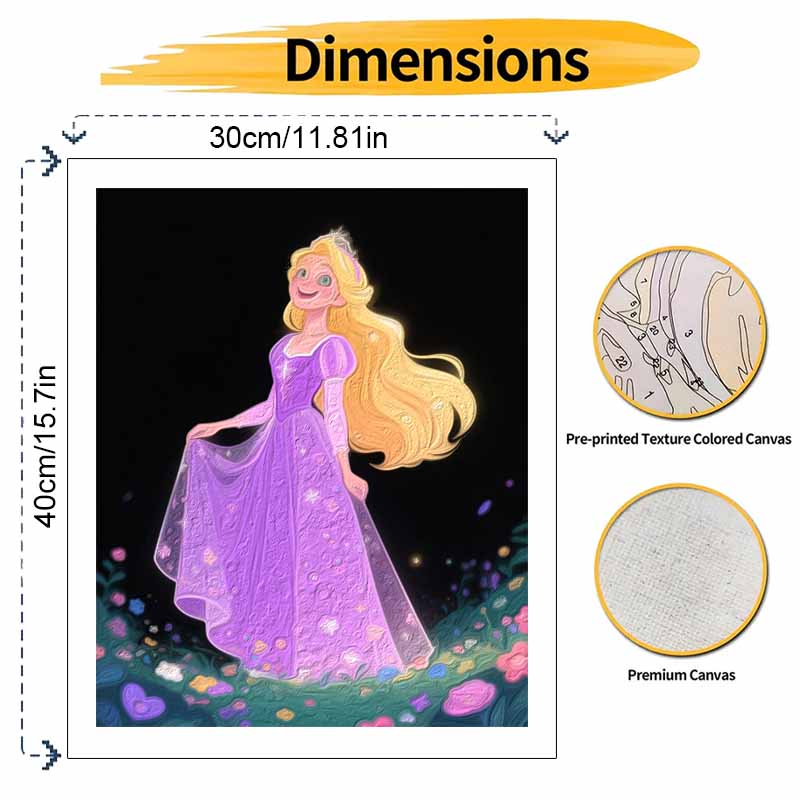Disney Oil Painting Hand Painting Coloring Painting Handmade Diy Home Decoration Gift Princess Purple Dress Fantasy Art