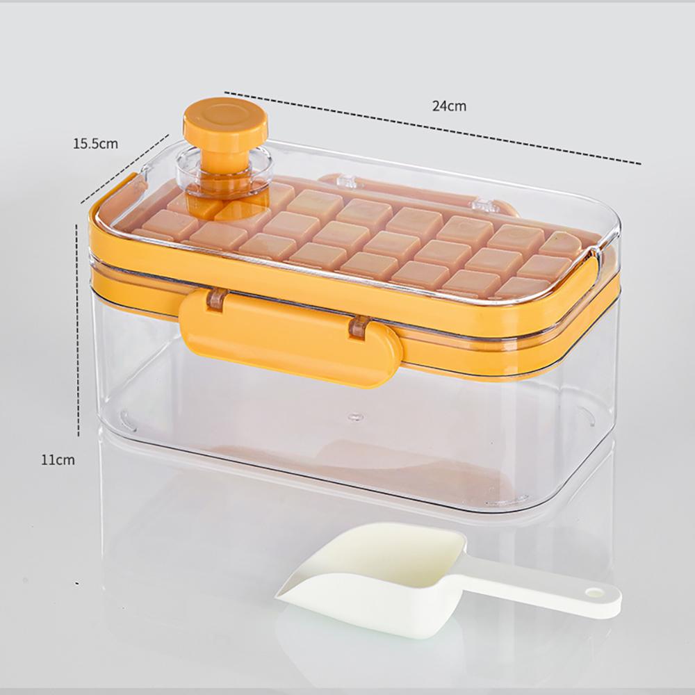 Portable Ice Cube Trays with Bin,Easy One-Click Release,Ice Freezer with Ice Scoop, Hidden Handle for Whiskey Drink Juice Tools