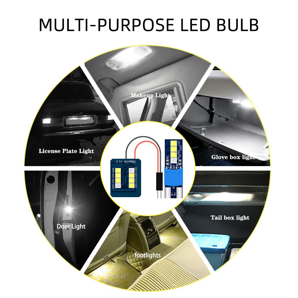 1x Festoon LED Reading Light 8SMD Blue White with T10 BA9s C5W Socket Car Wedge Interior Dome Auto Width License Plate Lamp 12V