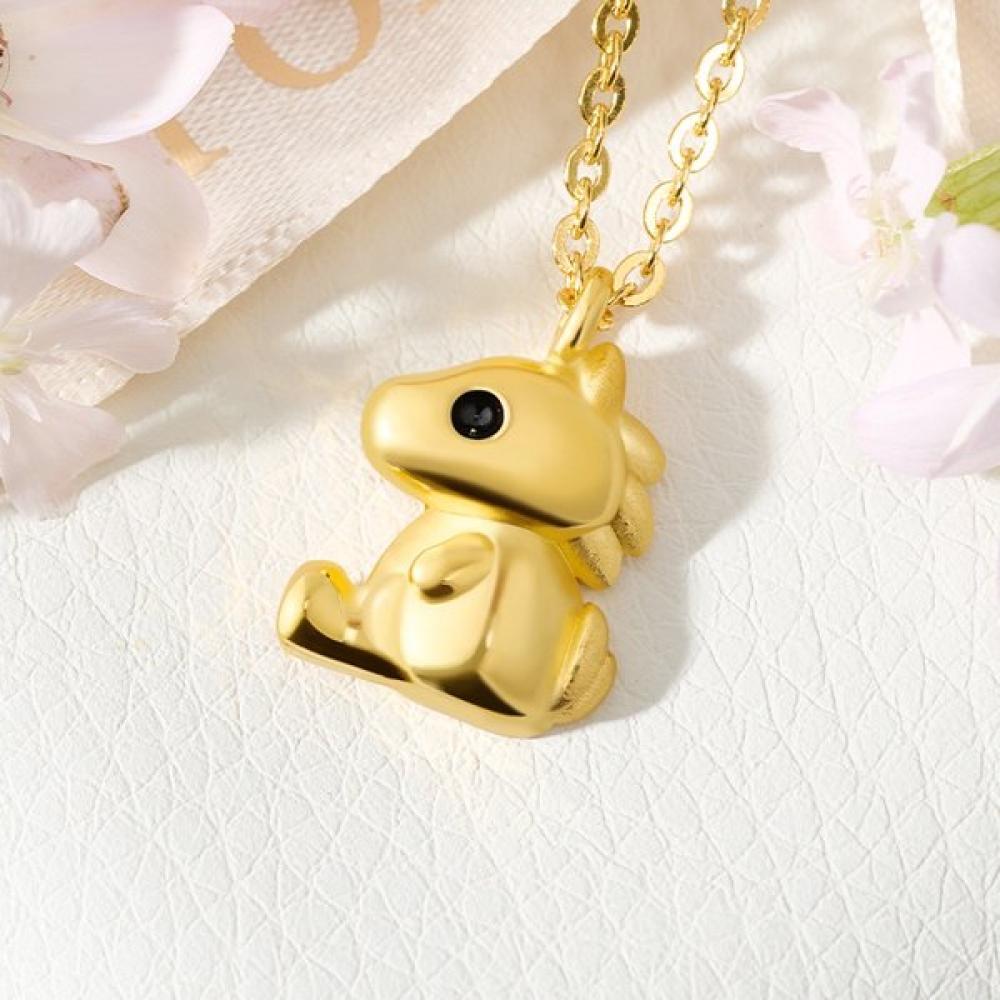 Porti 24k Gold 1.875g Horse Necklace Red