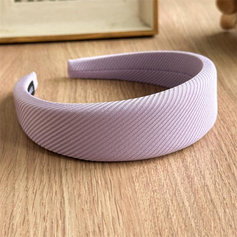 Embossed Diagonal Texture Headband Sweet Macaron Color Hair Hoop Wide Thick Spongy Hairband For Elegant Women Daily Styling