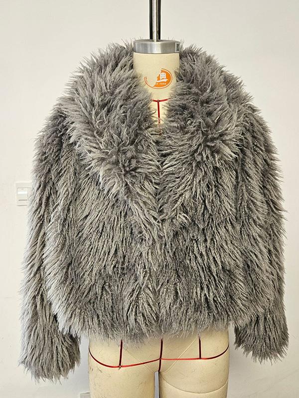 Medium-weight Fall/Winter Women's Coat Eco-friendly Faux Fur Short Coat