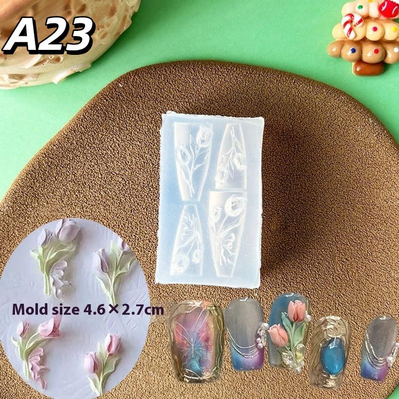 1Pc Chain Ice Flower Butterfly 3D Acrylic Mold Nail Art Decorations Diy Design Silicone Nails Mold