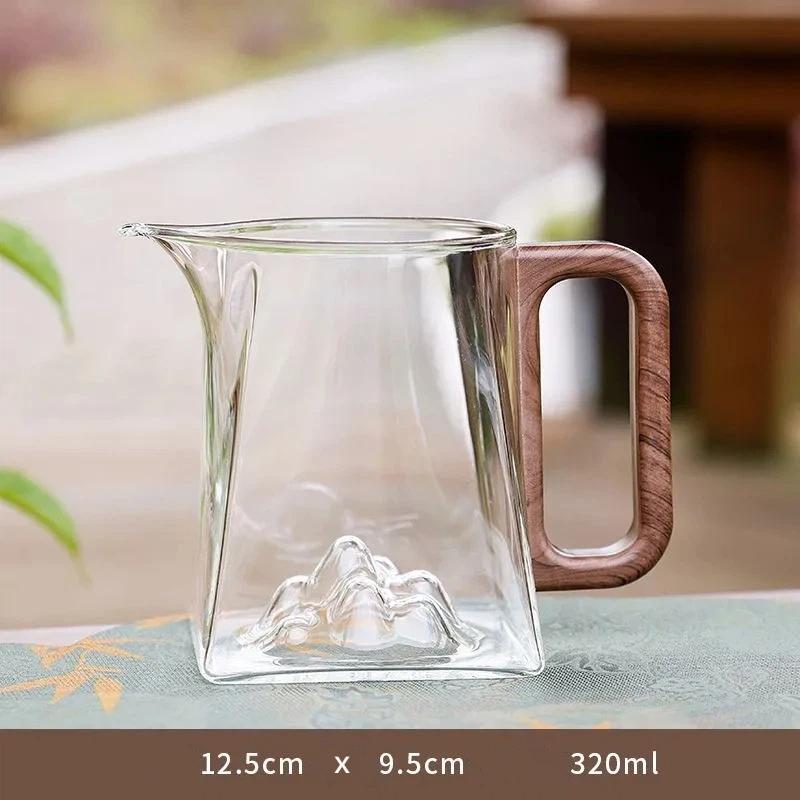 Japansk värmebeständig tekanna i glas med handtag & rättvisekopp – Glas teservis för bryggning
