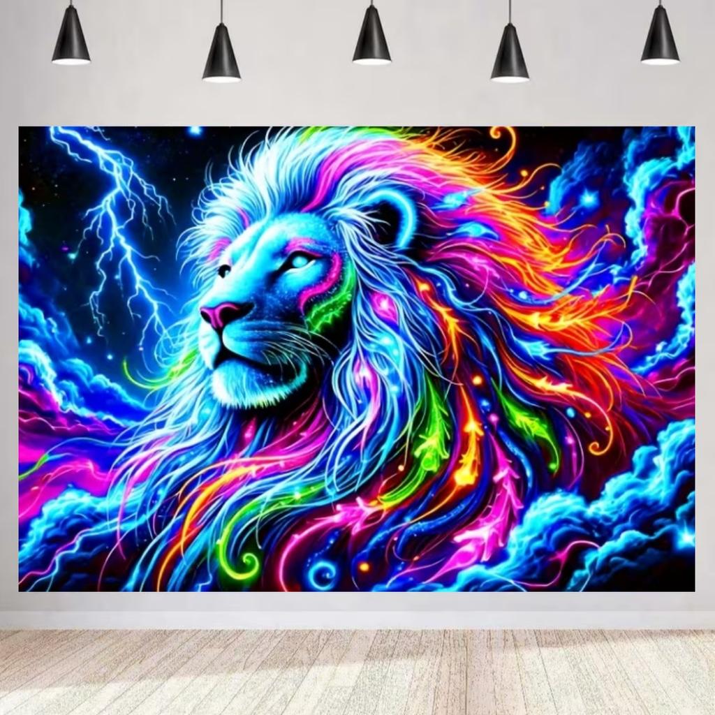 Colorful Sparkling Animals and Scenery Backdrop Coconut Tree Starry Sky Universe Banner living Room Decoration Photography Prop