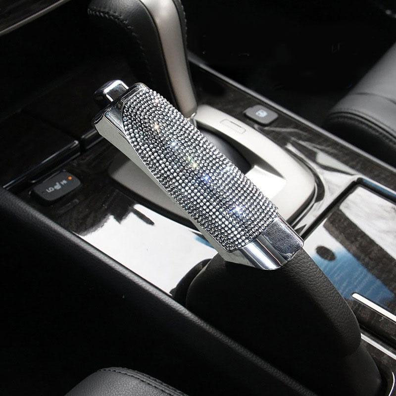 Universal Crystal Car Handbrake Covers Anti-slip Auto Gear Shift Collars Diamond Car Bling Accessories Interior for Woman Girls