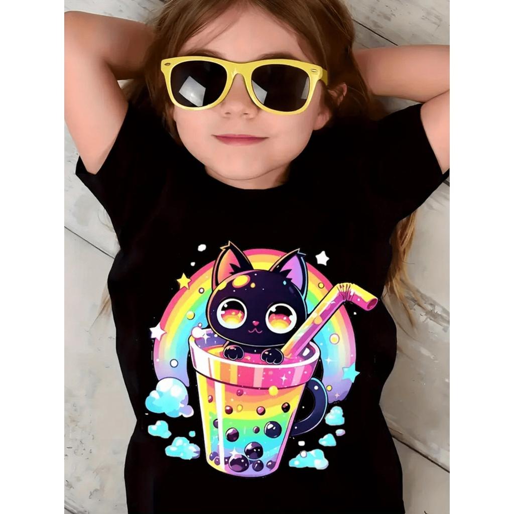 New Children Cute Cartoon Graphic Print Summer T-Shirt Boy and Girl Fashion Tops Teen Boy Casual Loose Short Sleeve Tee Clothing
