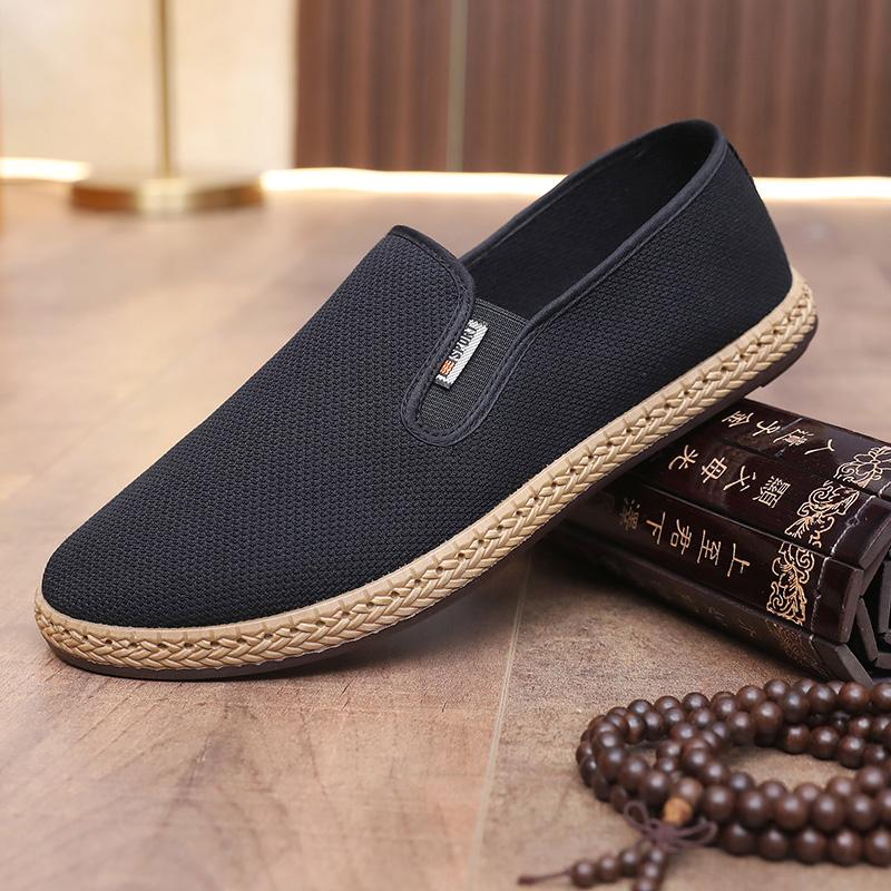 Nové pánské jednoduché prodyšné boty lehké ležérní boty měkká podrážka protiskluzové měkké pohodlné nazouvací líné boty