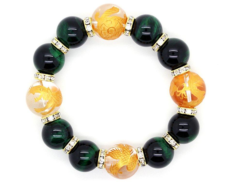 Brand Money Luck Large Green Tiger Eye Four Divine Beast Crystal 18mm Bracelet Money Luck [No Item] Beads!! Luck/work