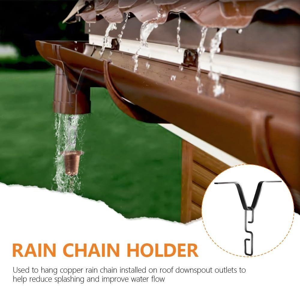 Iron Rain Chain Hook Black Gutter Adapter Downspout Connector  Rainwater Collection