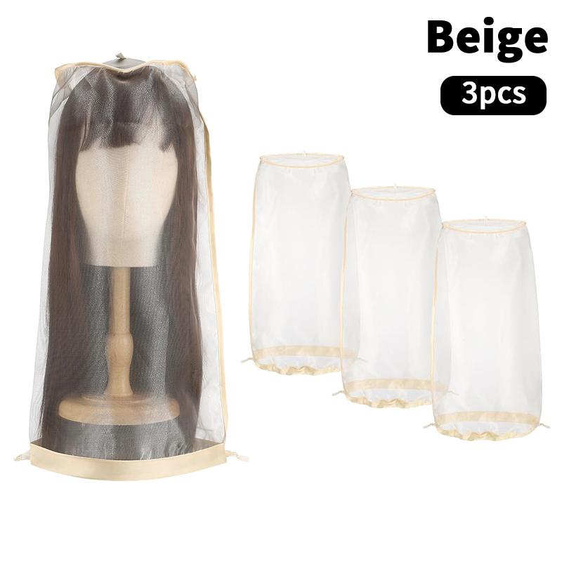 3Pcs Unisex Adult Wig Dust Bag Adjustable With Drawstring Portable Travel Organizer For Keeping Wig From Dirt Dust For Packaging 929₽
