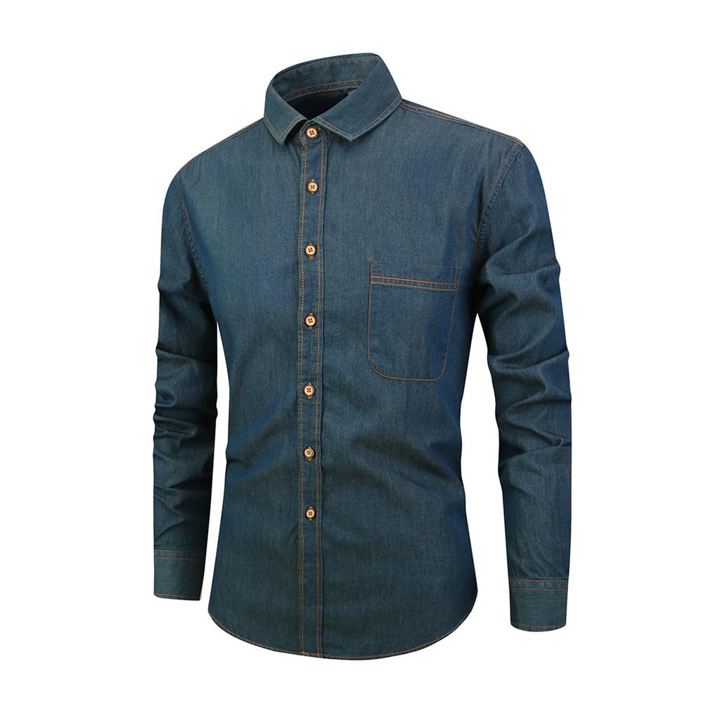 Men's Tight-fitting Denim Shirt Men's Long-sleeved Retro Shirt Men's Denim Jacket