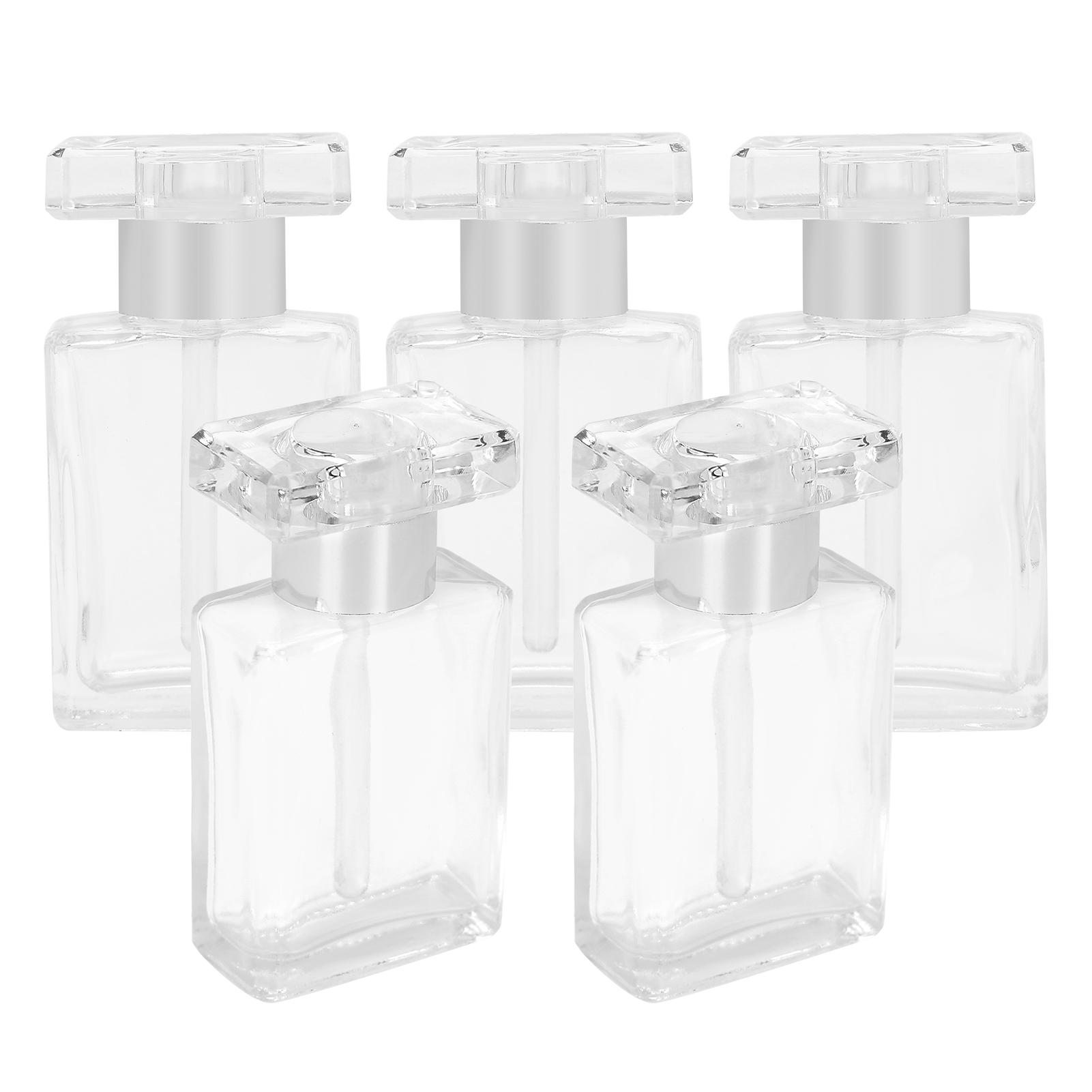 

5 шт. Прозрачная стеклянная пустая бутылка для эфирного масла, дорожная портативная многоразовая бутылка для духов, серебристая серебряный