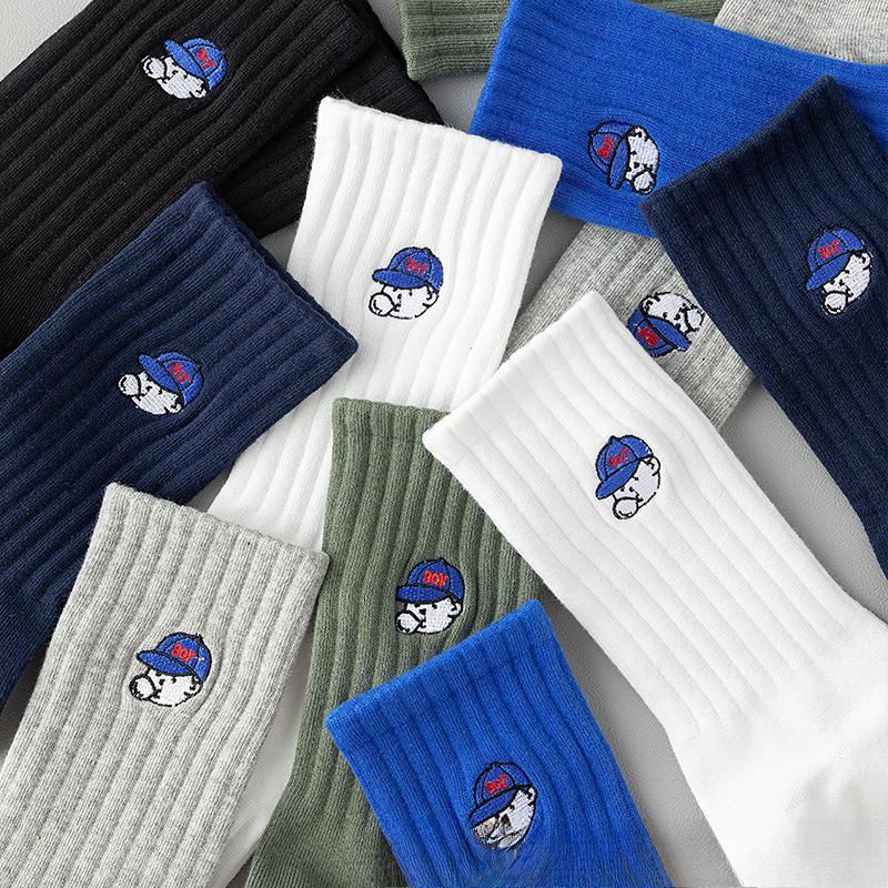 5 Pairs of Boys Summer Pure Cotton Anti Odor 7a Anti Bacterial Sports Tube Socks