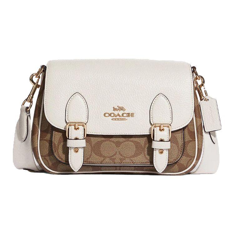 

Coach Lucy 22 Double Buckle Flap Cycling Cambridge Canvas And Pebble Leather Messenger Bag Women Bags White Khaki C6781-IMDJ8 Basic Set (Bag+Dust Bag)