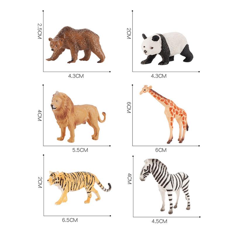 Realistic Static Zoo Animal Figurines Made Of Durable Pvc Lion Bear Panda Tiger Giraffe Mini Models