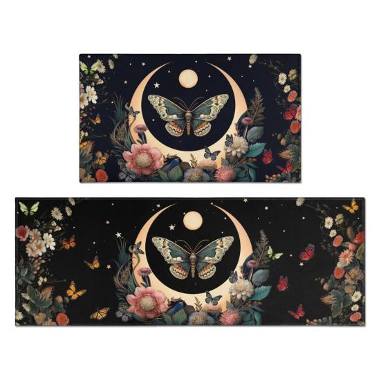 2 Pcs Halloween Rug Bathroom Floor Mat Super Absorbent Quick-Drying Anti-Slip Pumpkin Ghost Print Multipurpose Halloween Party Decoration Kitchen