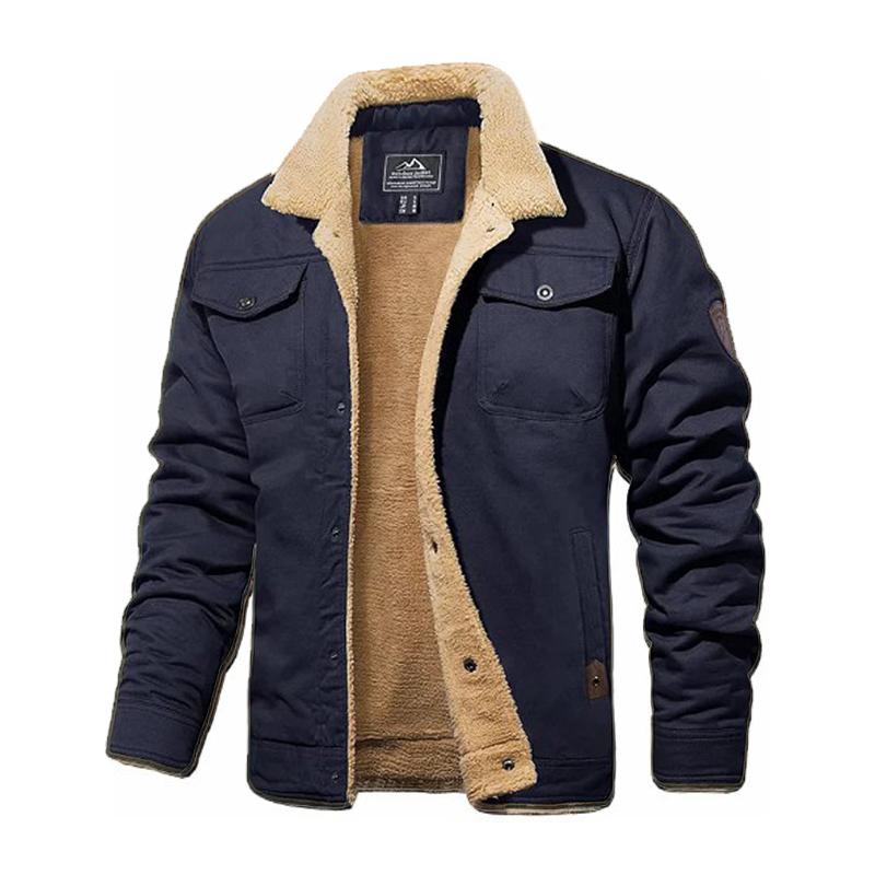 Men Autumnwinter Retro Plush Jacket Thickened Windproof Loose Comfortable Warm Fashionable Street Style Casual Work Jacket