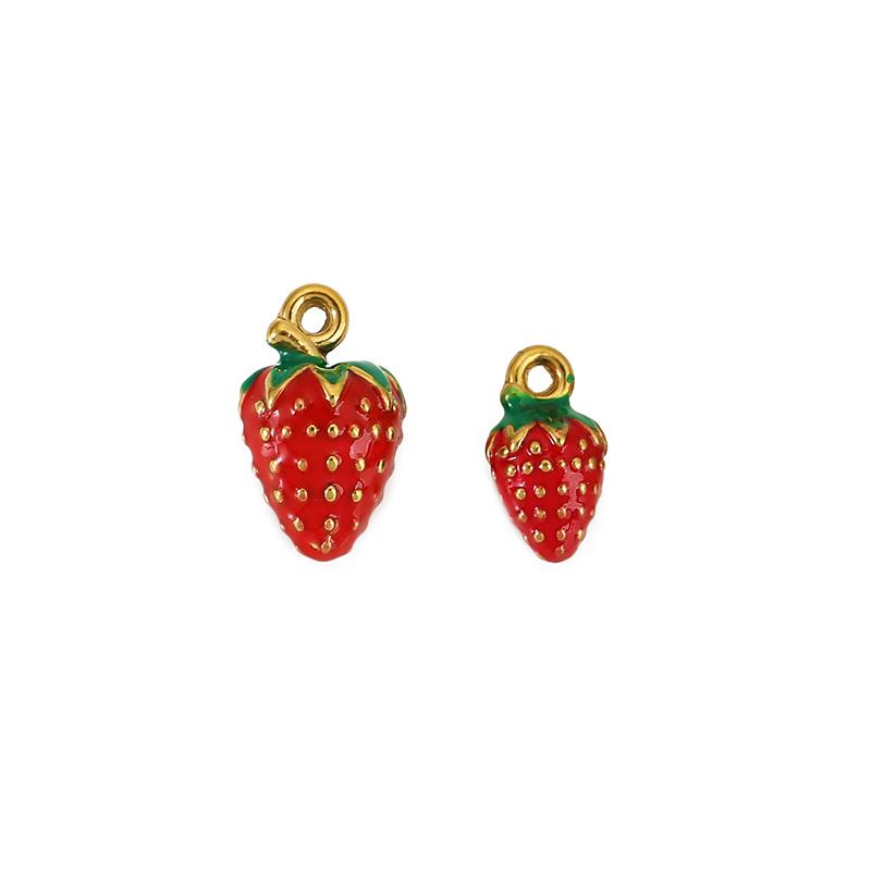 

2pcs Never Fade PVD Stainless Steel Earrings Charms Necklace Pendants Fruit Strawberry Charms for DIY Findings Jewelry Making 11mm красный