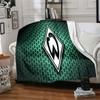 Green Bremen Pattern Flannel Blanket, Soft Polyester, Modern Design, All-Season for Camping, Travel, Gifts for holidays or birthdays