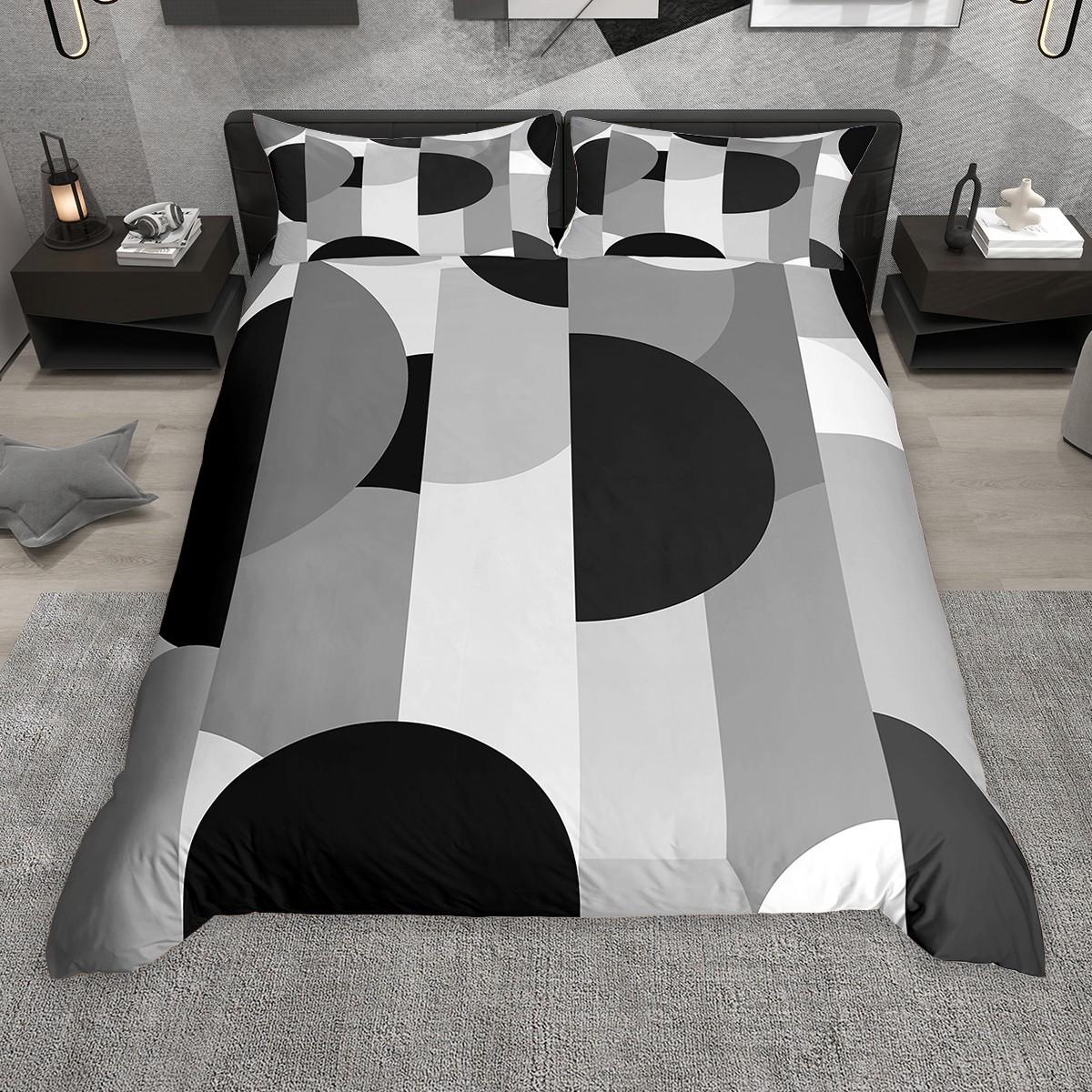 

Homewish Abstract Stripe Duvet Cover Set, Geometric Semi Circle Bed Set, Modern Contemporary Minimalist Quilt Cover Set DE S 135x200cm 2pcs&set