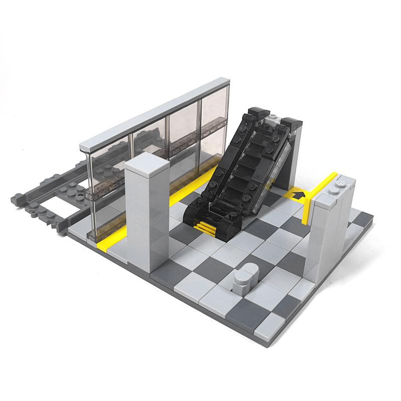 Small Particle Assembly Subway Station Gate Ornament Station Luggage Security Check Door Frame Track Building Block Diy