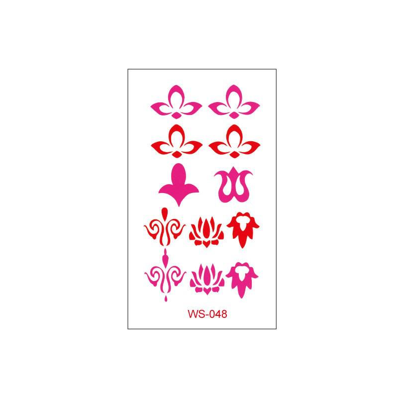 Waterproof Floral Forehead Tattoo Sticker for Women & Children - Ancient Costume Fairy Hanfu & Bride Red Stickers