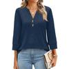 Women's Fashion Casual Color Neck 3/4 Sleeve T-Shirt Top for Everyday Wear