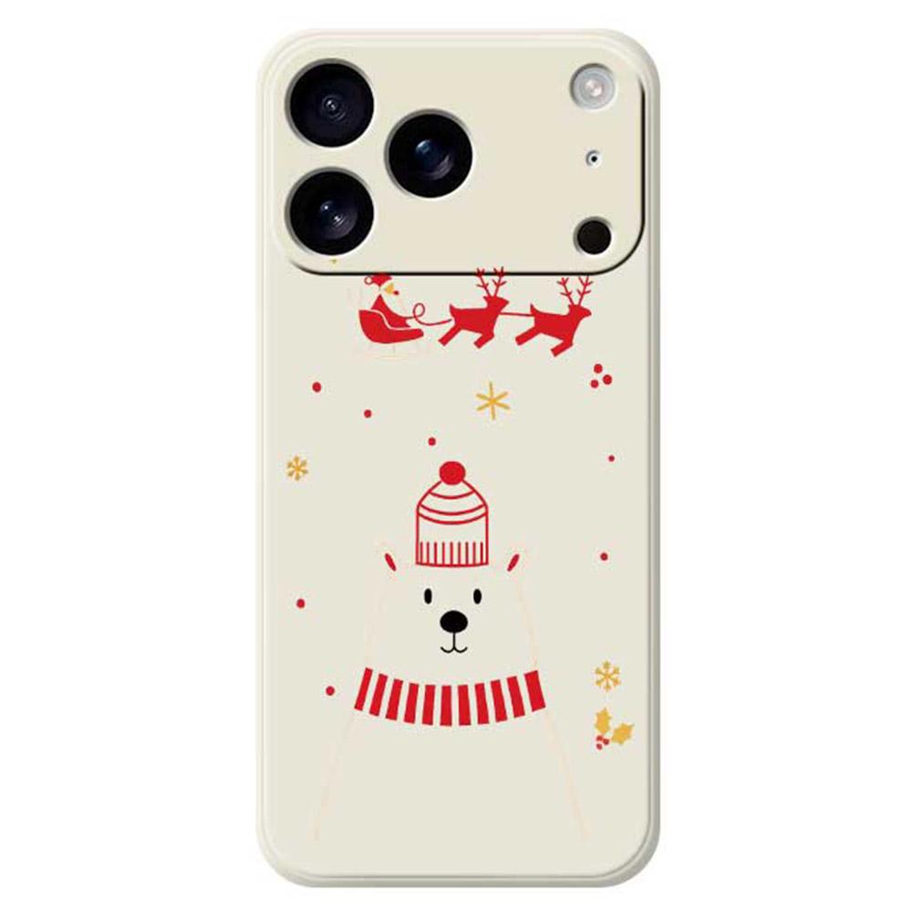 

For iPhone 17 Pro Max Case Bear Pattern Printing Straight Edge TPU Phone Back Cover Beige