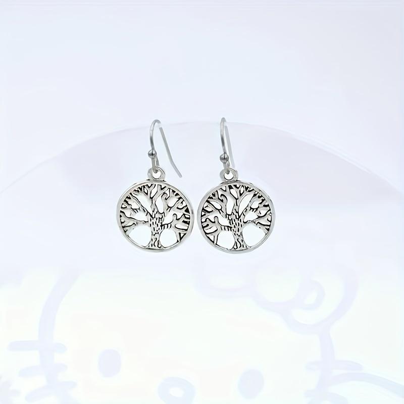 Elegante Vintage Lebensbaum Anhänger Ohrringe - Damenmode Legierungsaccessoires für lässige Dekoration