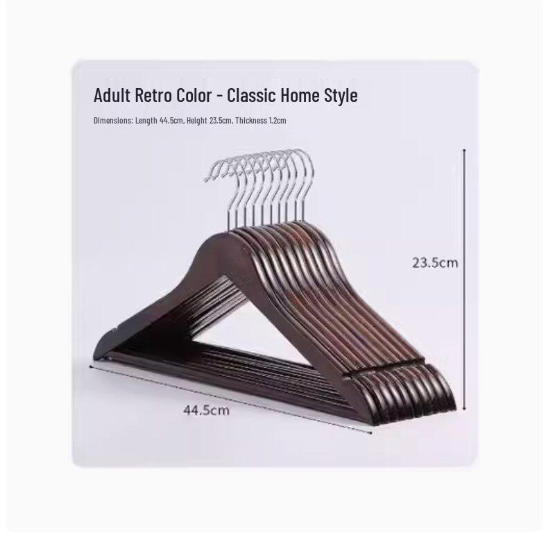 Solid Wood Non-Slip Clothes Hanger for Home, Hotel & Store - Adult Size
