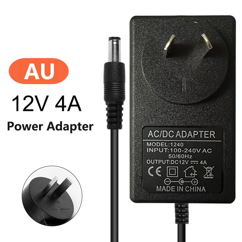 

12V 4A Power Supply Adapter US EU AU UK Plug in DC Converter 100-240V AC to DC 12V 48W 4000mA Chargerfor CCTV LED Strip Light 48W&AC 100-240V&12V 4A