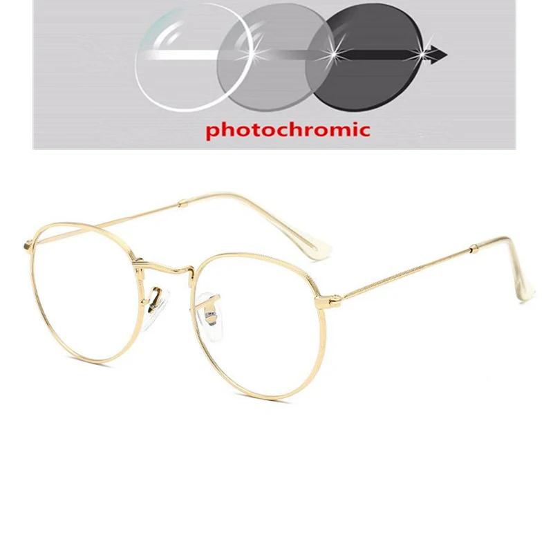 0 -0.5 -0.75 To -4.0 Punk Oval Nearsighted Sunglasses Women Men Metal Vintage Short-Sight Prescription Spectacles 3447