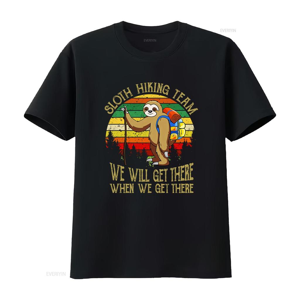Sloth Hiking Team T Shirt For Lover Traveling  vintage Washed Top For Everyday Wear streetwear Slightly Breathable fashion