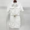 High Street Fashion 2026 Spring Tie-Up Short-Sleeve Casual Dress