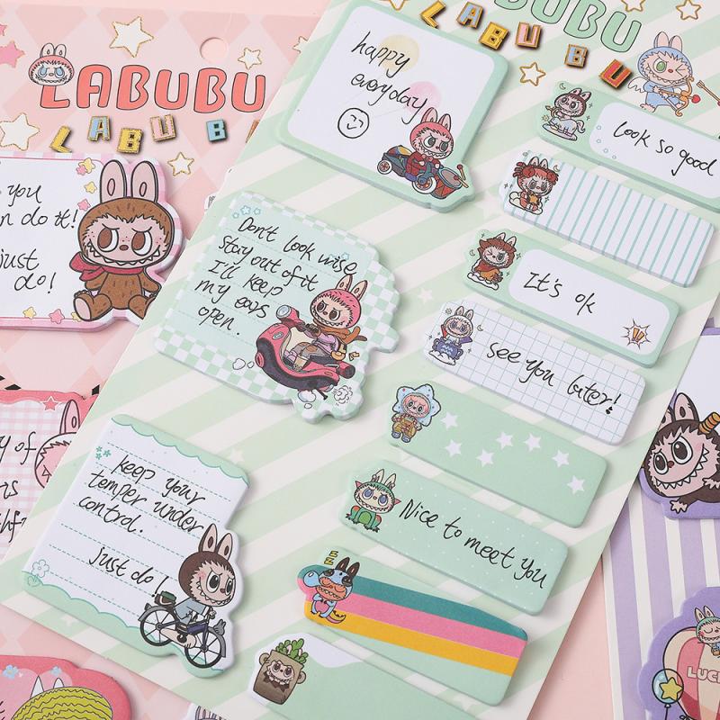 220 Sheets Labubu Sticky Notes Set Kawaii Self-Adhesive Memo Strips Stationery