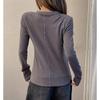Women's Autumn And Winter Solid Color T Shirt With Brushed Long Sleeved Base Underneath
