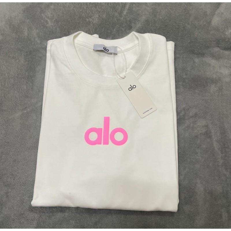 ALO Baumwolle Lockere Passform Unisex Rundhals T-Shirt Streetwear Lässiges Oberteil