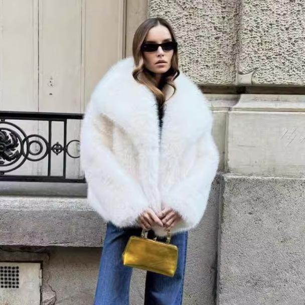 Winter Coats for Women Big Collar Fluffy Faux Fur Coat Women Plush Jacket Vintage Loose Short Female Outerwears