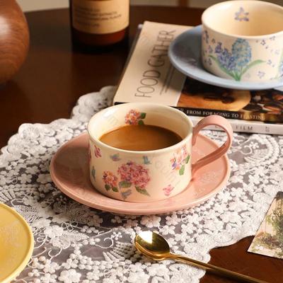 Leichter Luxus Französischer Stil Keramik Kaffeetassen Exquisite Elegante Nachmittagstee Tasse Haushalt Frühstück Joghurtbecher Büro Tassen